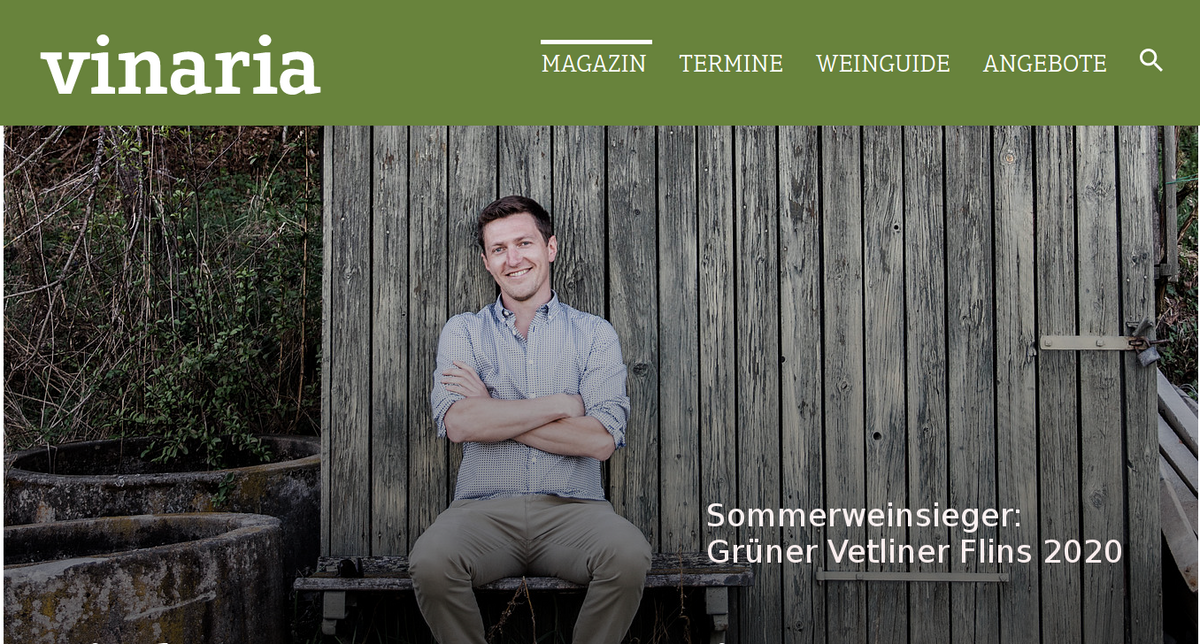 Vinaria Sommerweinverkostung: 1. Platz für den Grünen Veltliner Flins 2020